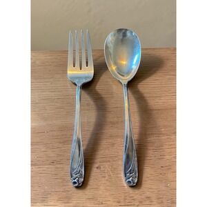 DAFFODIL Serving Spoon & Serving Fork 1950 Silverplate Rogers No Monograms